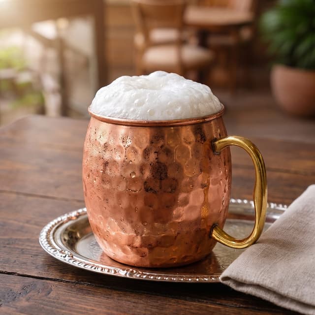Ayran Çörçil in a copper mug at Pide Point, Louisville