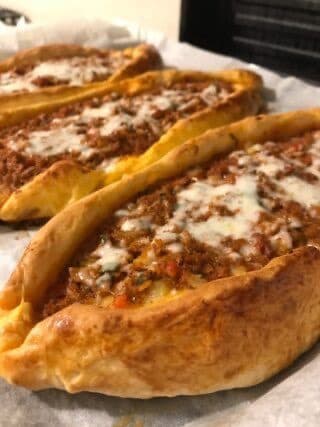 Kıymalı peynirli pide with kashkaval cheese at Pide Point, Louisville